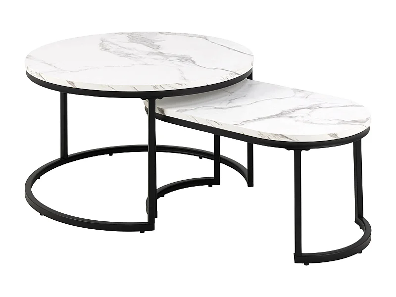 Spiro Couchtisch Ø70cm, 2 stk. Marmor dekor weiß.