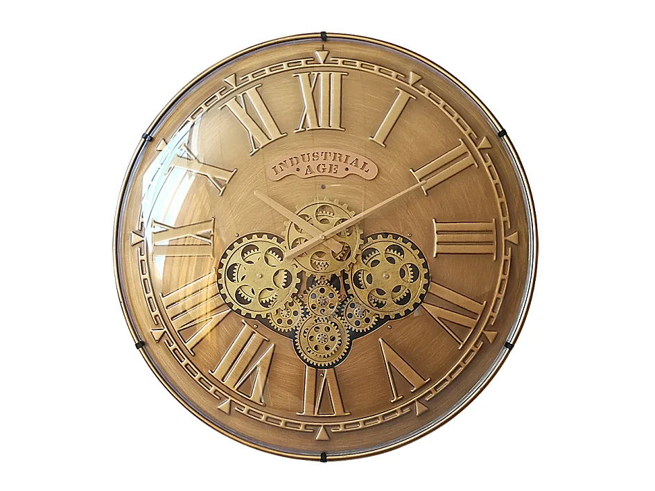 Horloge mécanisme convexe verre doré 60cm