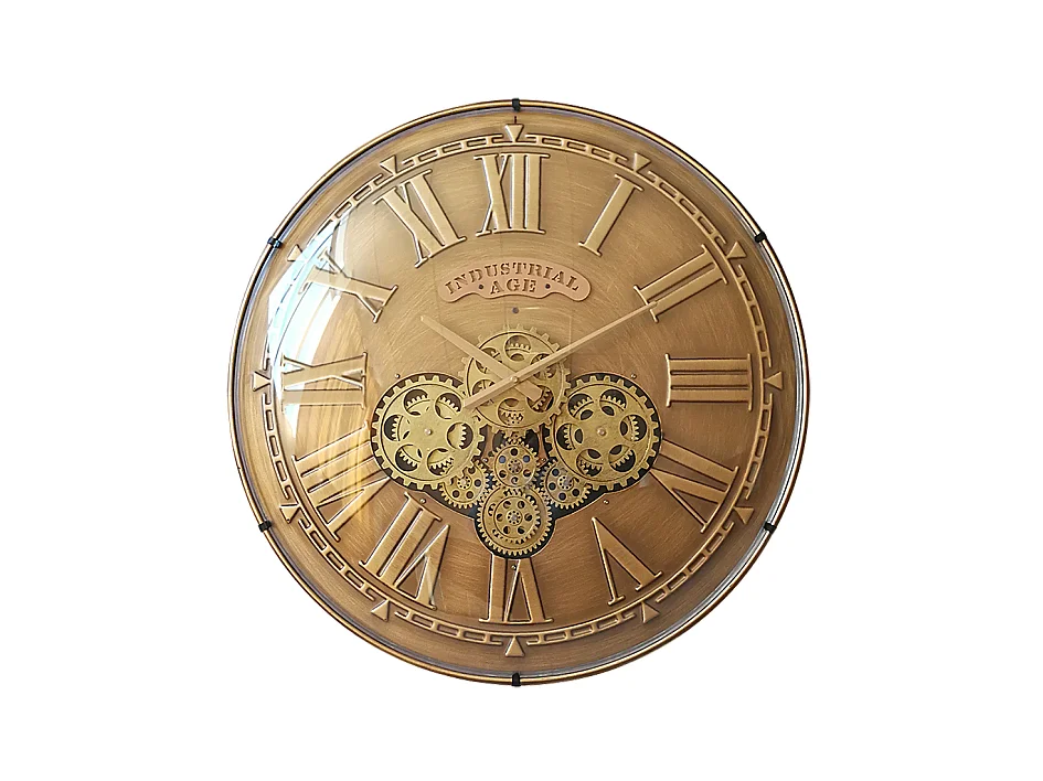 Horloge mécanisme convexe verre doré 60cm