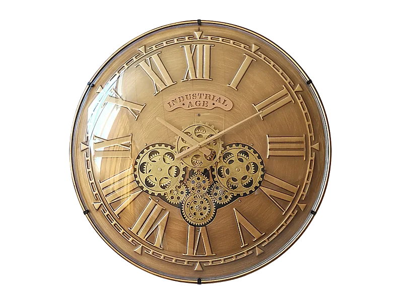 Horloge mécanisme convexe verre doré 60cm