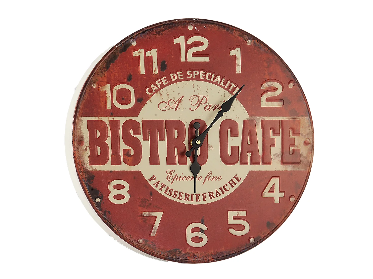 Horloge ronde rouge BISTRO 40x40cm