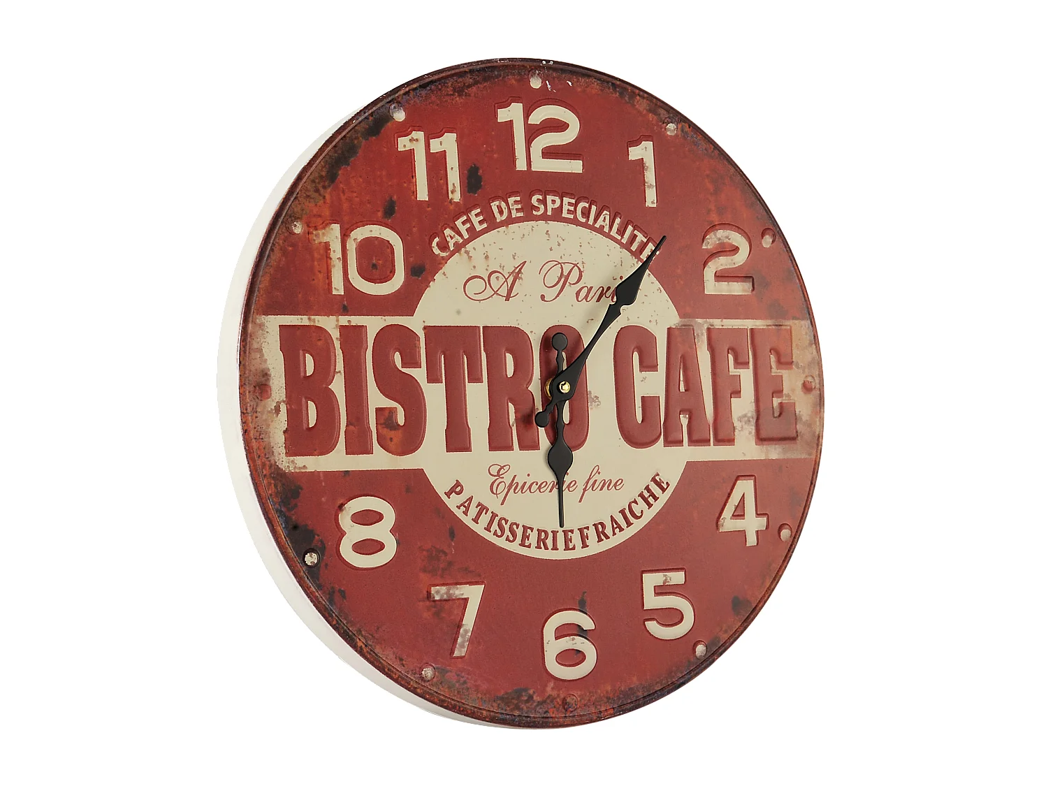 Horloge ronde rouge BISTRO 40x40cm