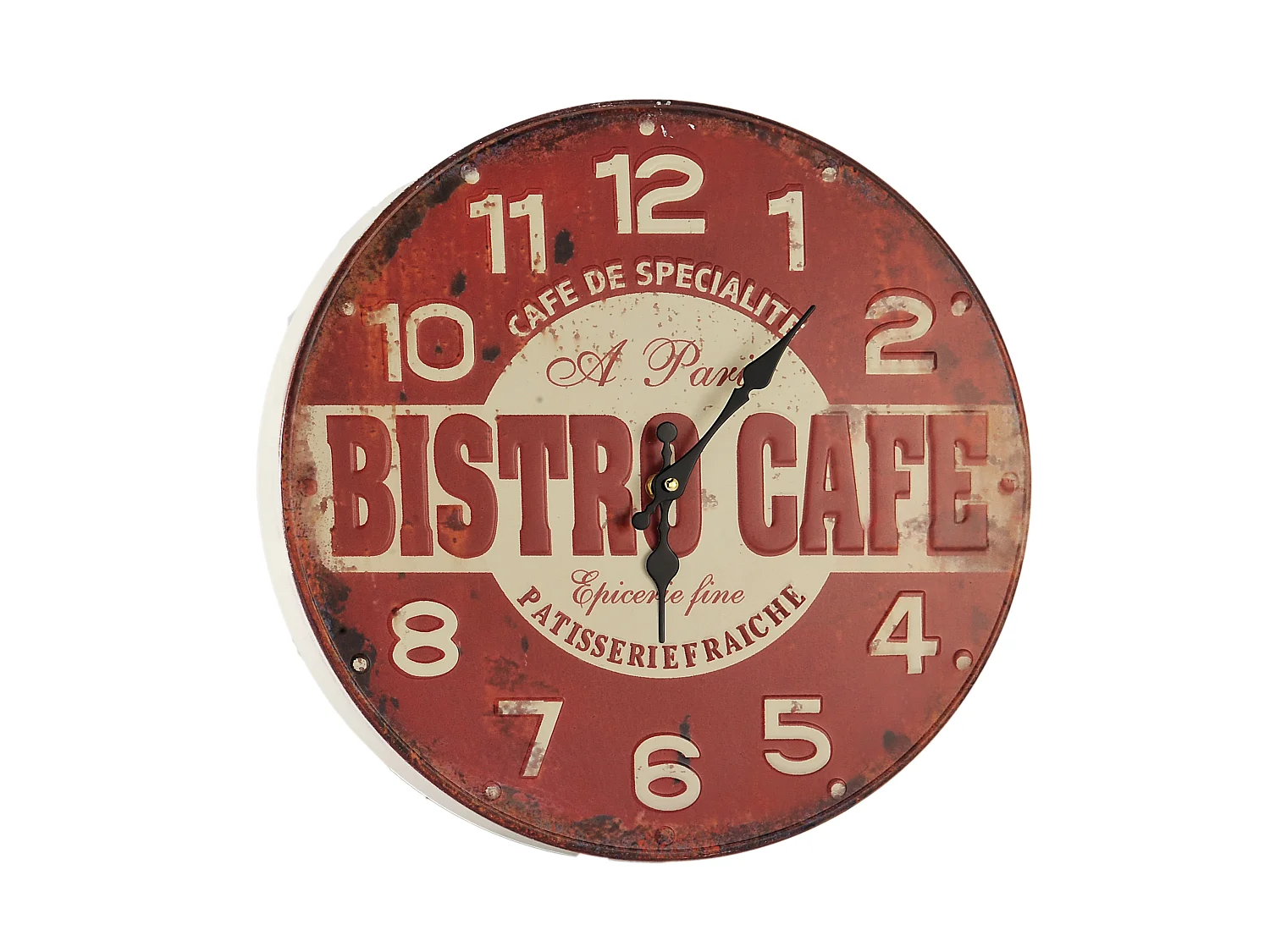 Horloge ronde rouge BISTRO 40x40cm