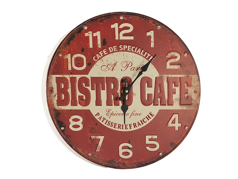 Horloge ronde rouge BISTRO 40x40cm