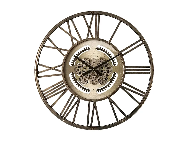 Horloge à mécanismes ajourée métal cuivre 70cm