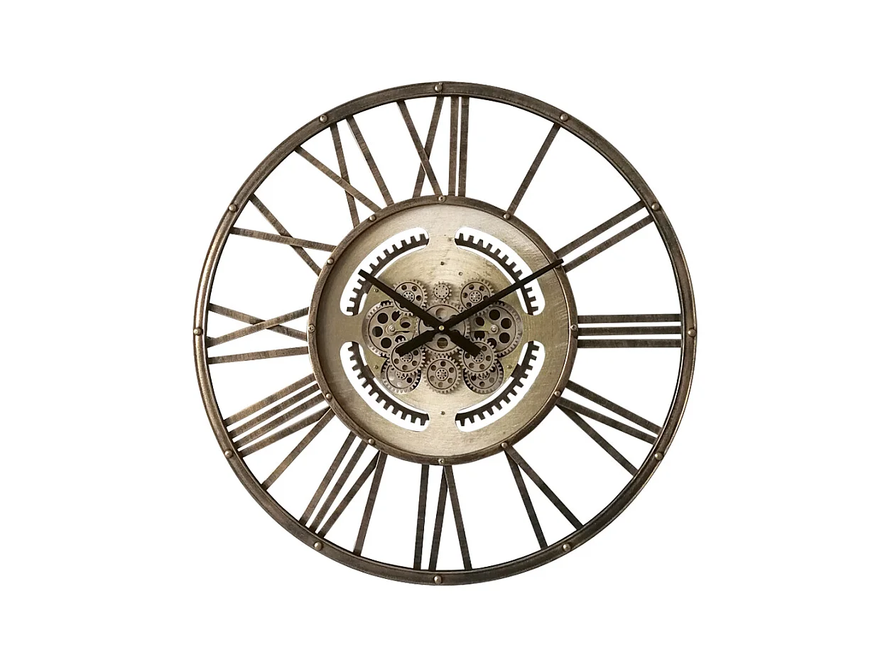 Horloge à mécanismes ajourée métal cuivre 70cm