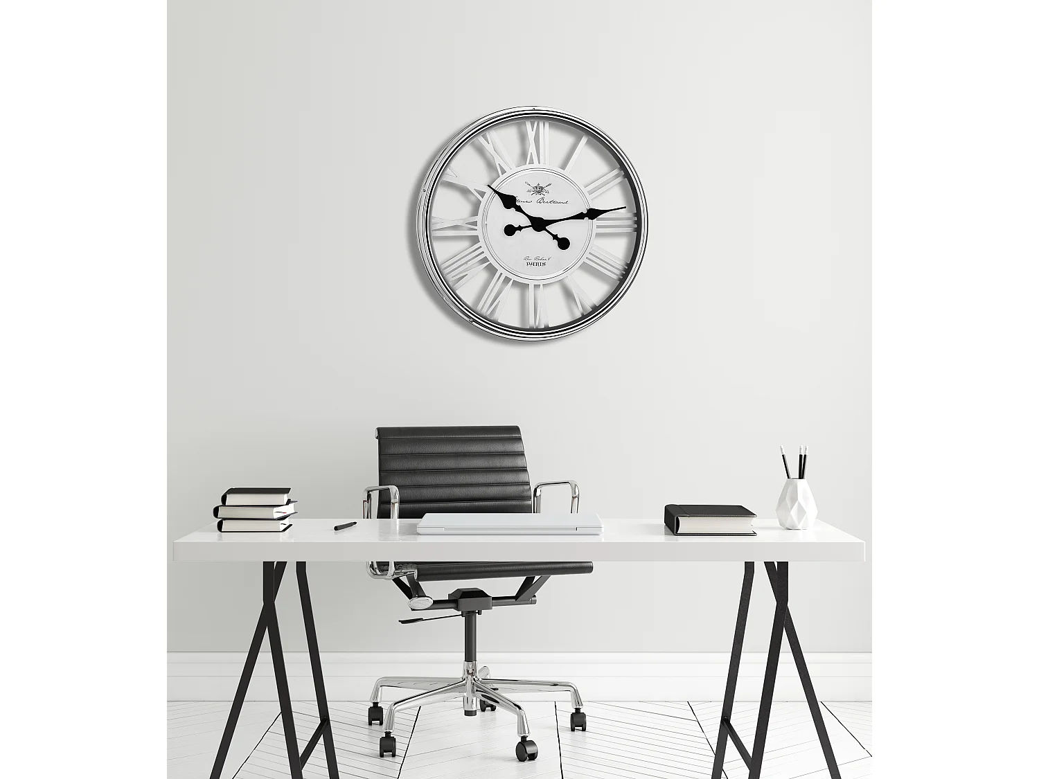 Horloge chrome ajourée 56cm