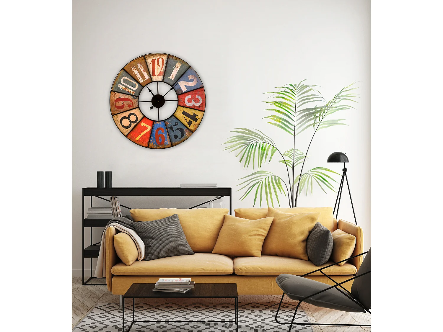 Horloge ronde ajourée en métal 58cm