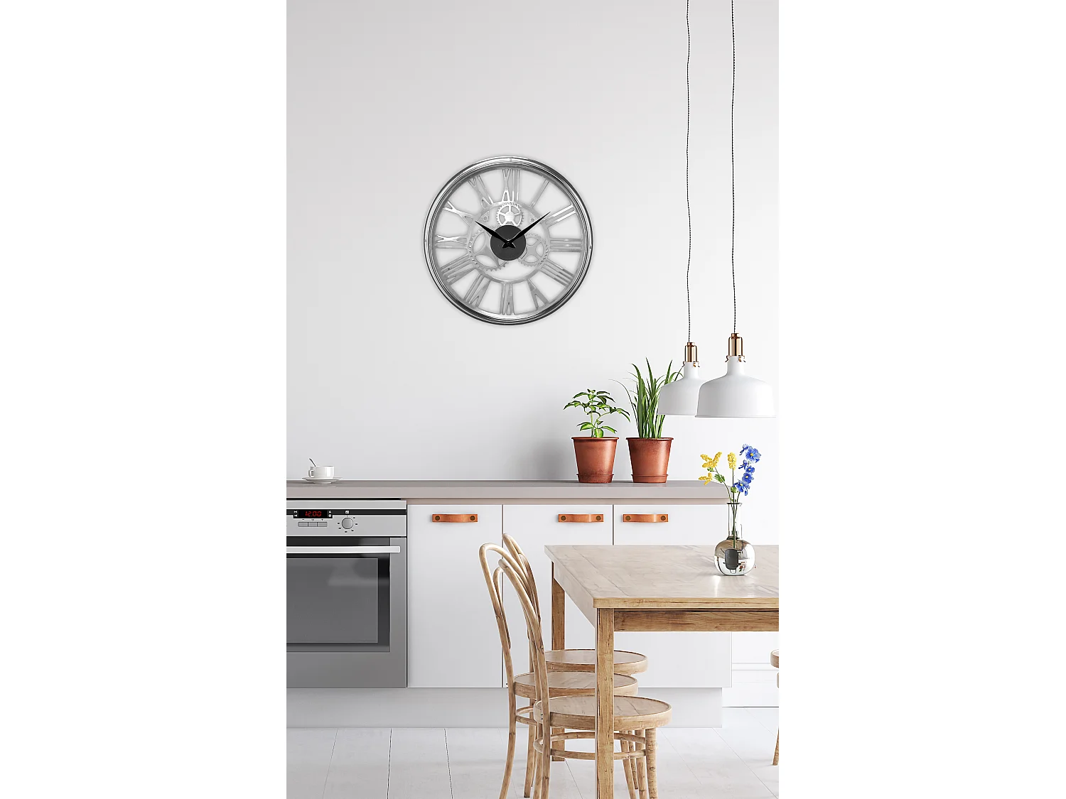 Horloge ronde sans fond mécanisme apparent 45cm