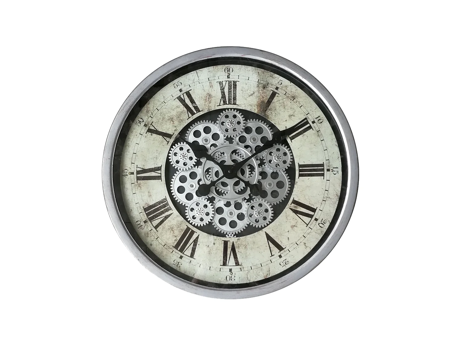 Horloge ronde mécanisme apparent 46x46x8,5cm