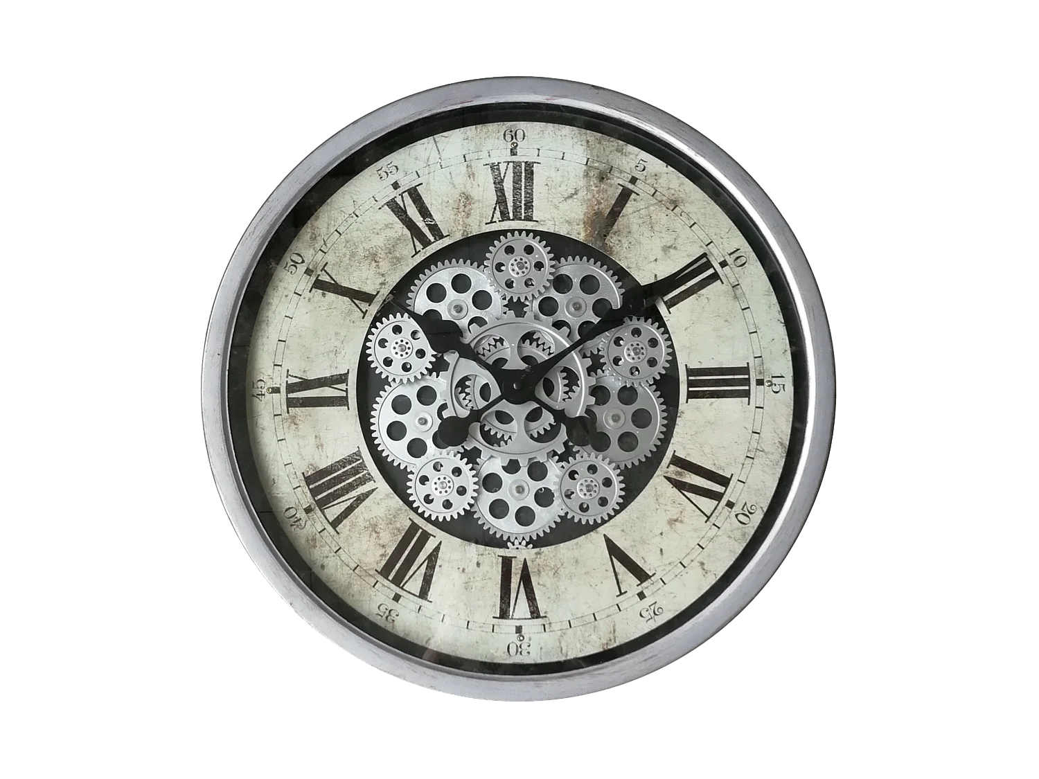 Horloge ronde mécanisme apparent 46x46x8,5cm