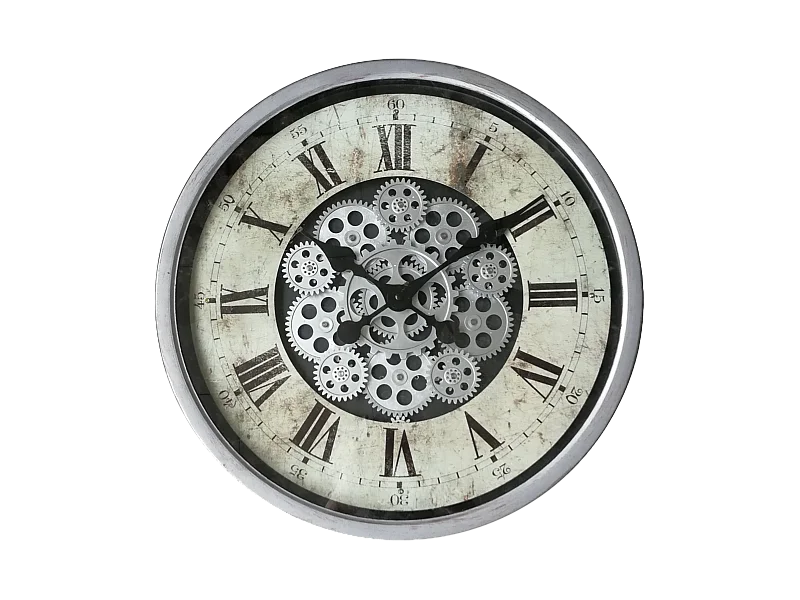 Horloge ronde mécanisme apparent 46x46x8,5cm