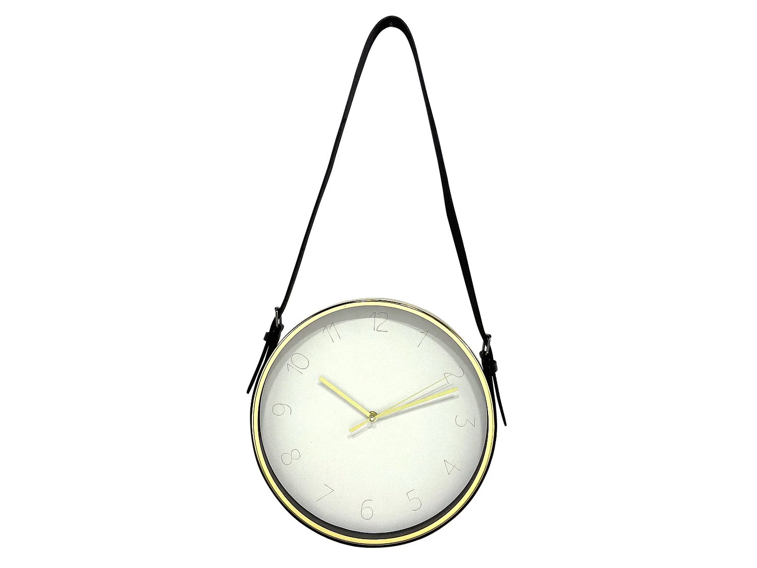 Horloge ronde à lanière blanc doré 30,5x30,5cm