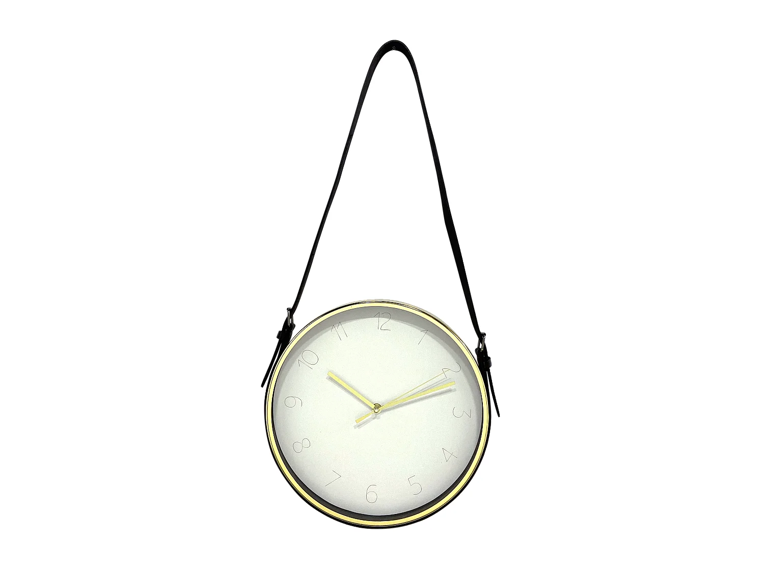 Horloge ronde à lanière blanc doré 30,5x30,5cm