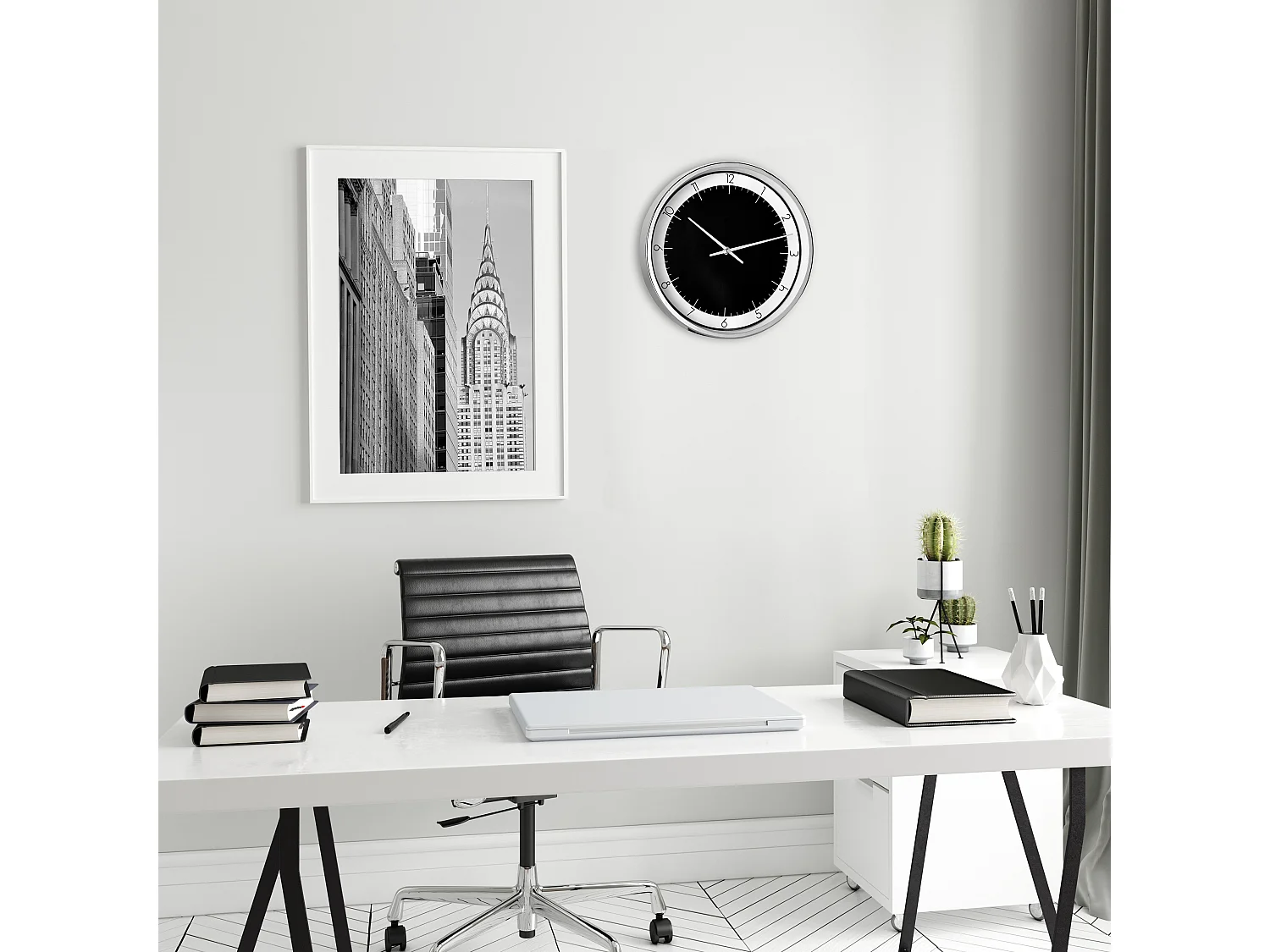 Horloge ronde bicolore en métal chromé 30x30cm