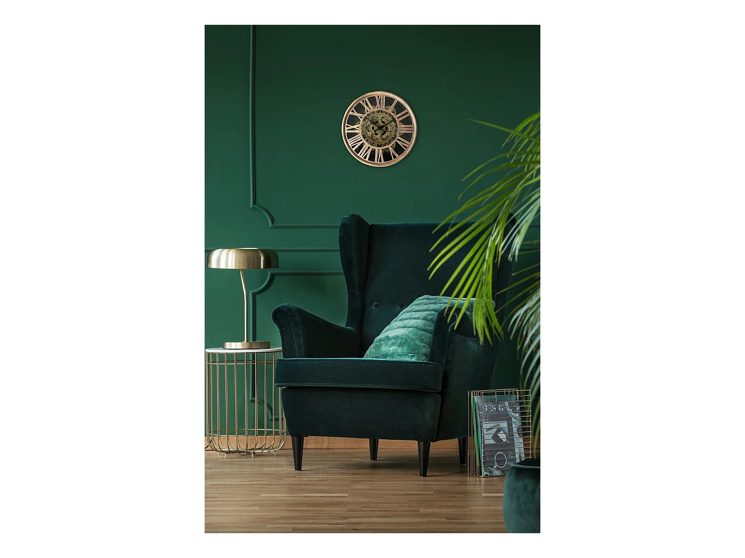 Horloge ronde dorée mécanisme apparent 25x6x25cm