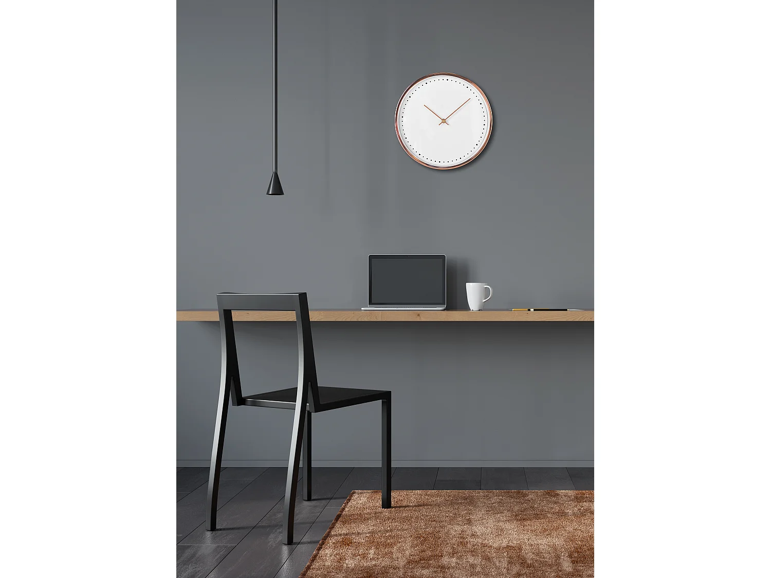 Horloge ronde or rose et blanche 30cm