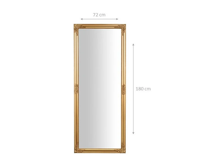 BISCOTTINI Miroir Mural en Bois - Miroir à Suspendre Finition Or Antique - Miroir pour Salon et Chambre - 72x4x180