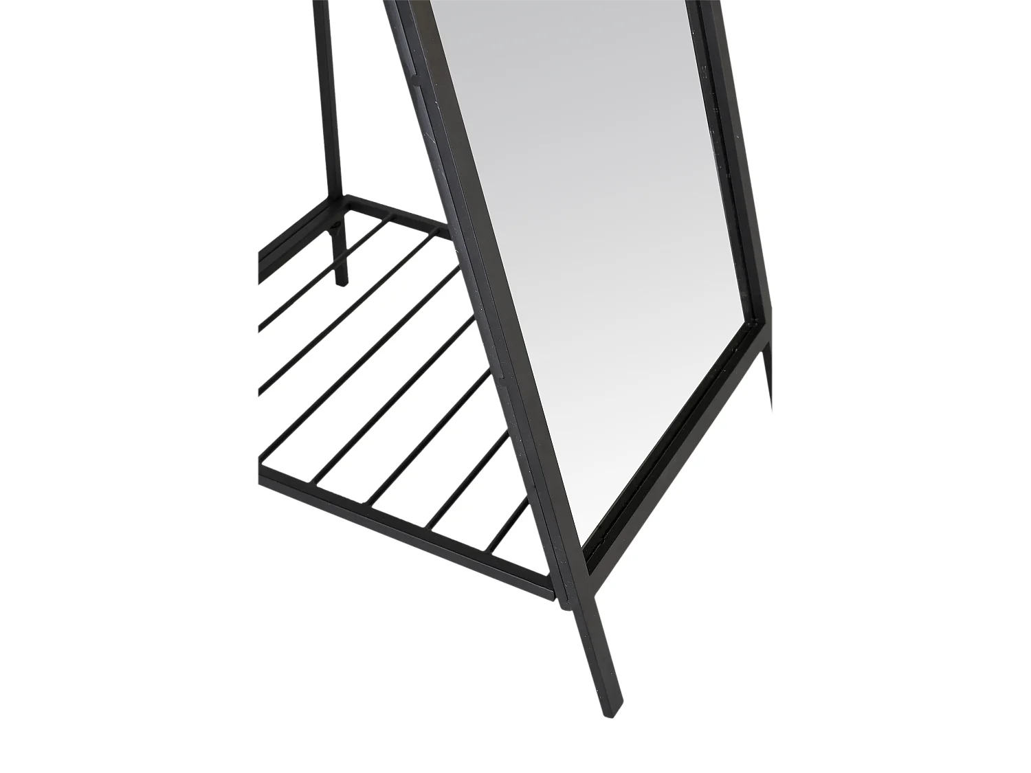 Miroir sur pied métal noir avec étagère 40x50x160cm