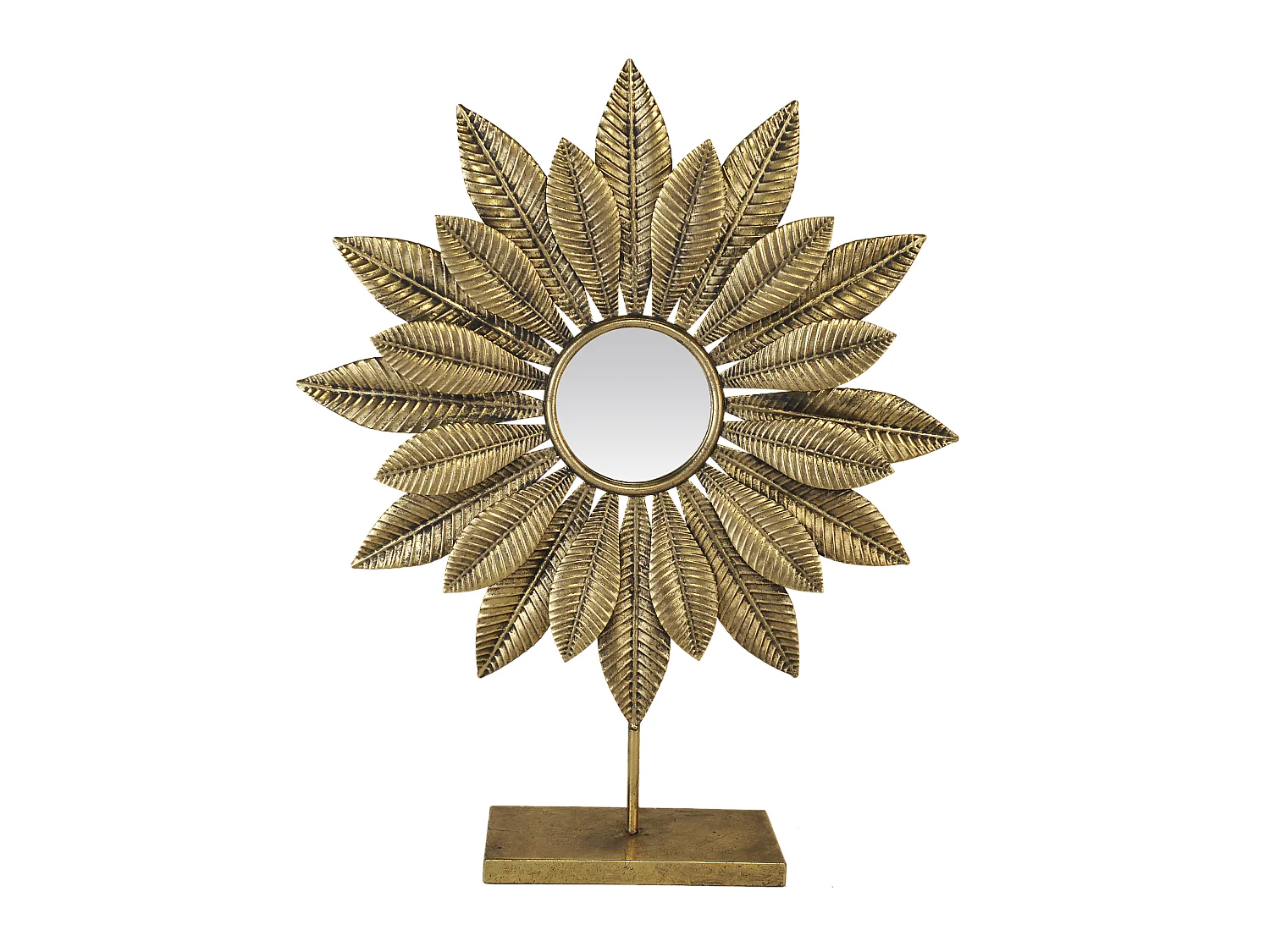 Miroir soleil sur pied en métal doré 59x26x81cm