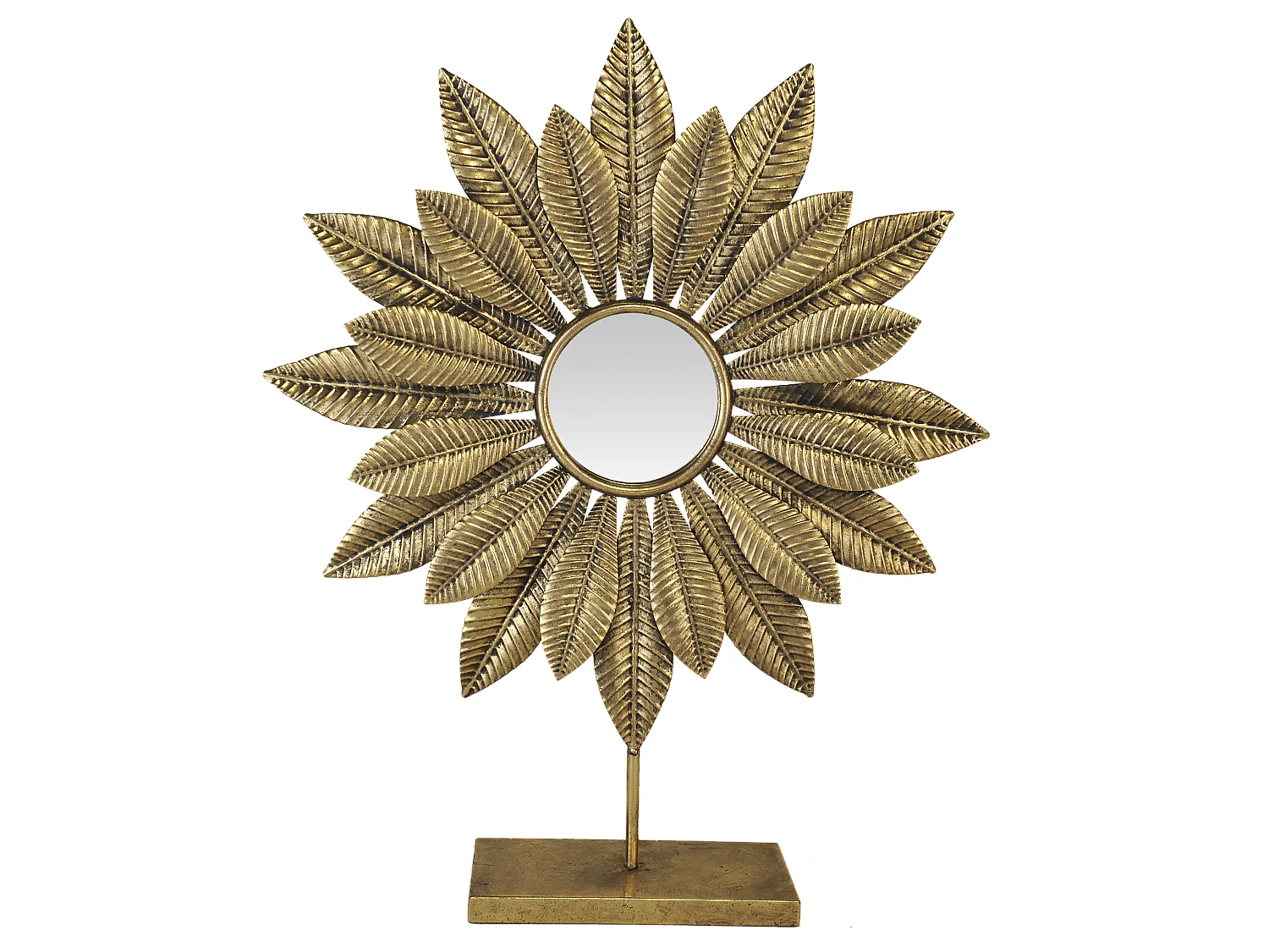 Miroir soleil sur pied en métal doré 59x26x81cm