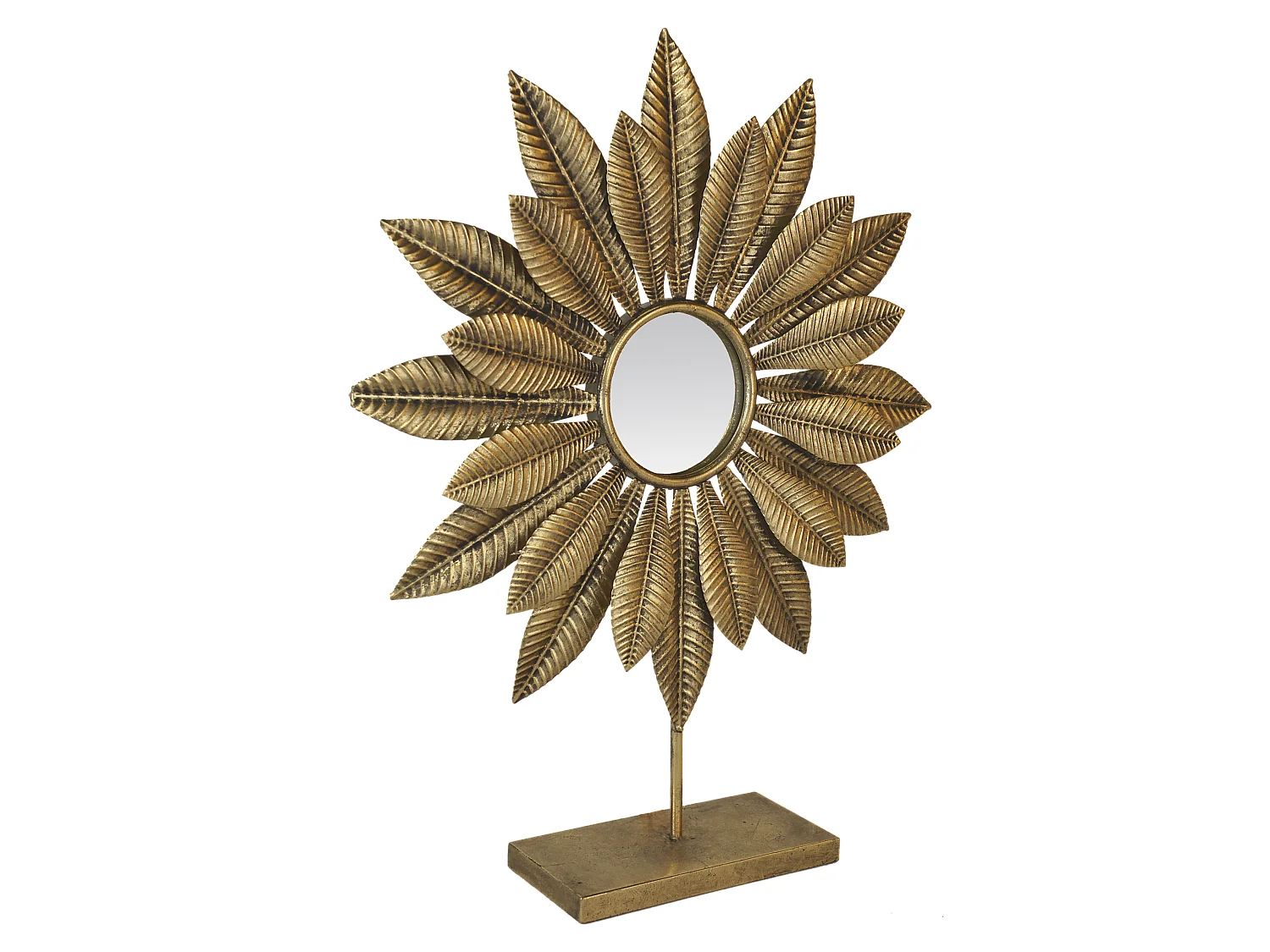 Miroir soleil sur pied en métal doré 59x26x81cm