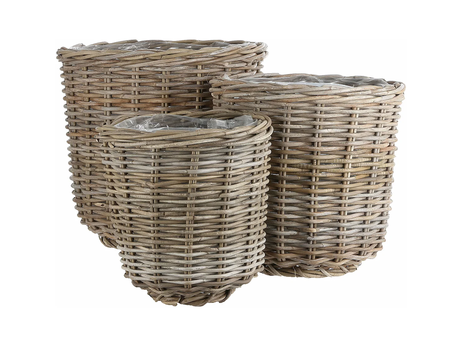 Pflanzenkorbe-Set Garten aus Rattan - 40 x Ø43 - Grau - MARCIA