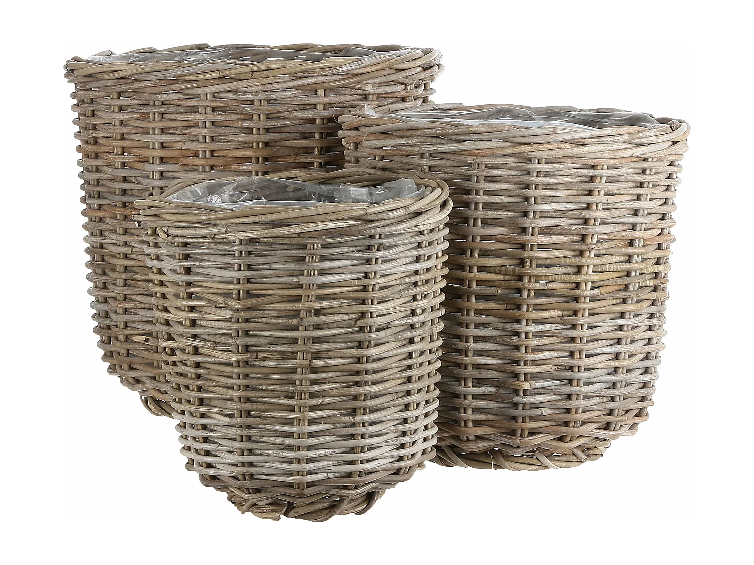 Pflanzenkorbe-Set Garten aus Rattan - 40 x Ø43 - Grau - MARCIA