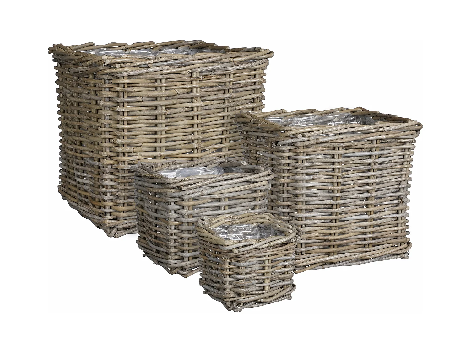Pflanzenkorbe-Set Garten aus Rattan - 33 x 33 x 30 - Grau - MARCIA