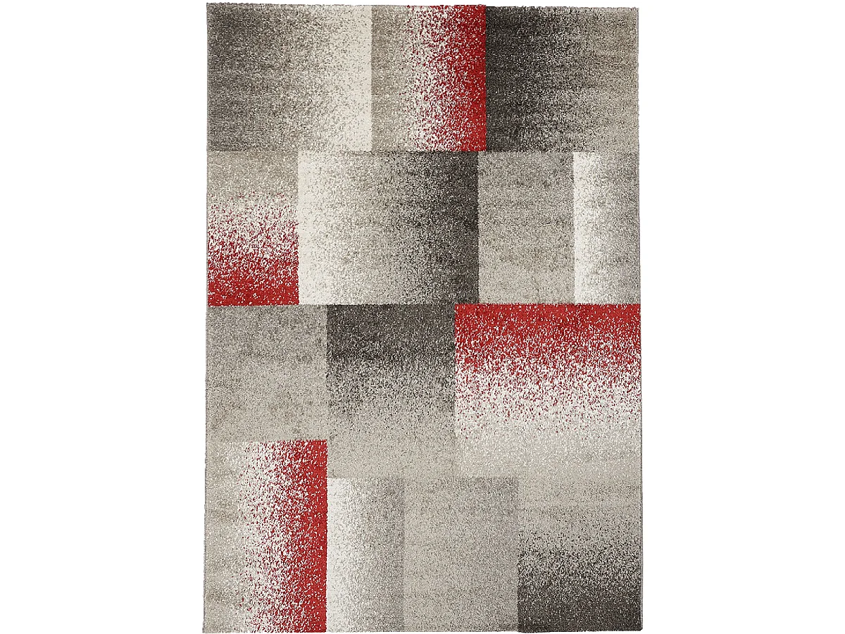 tapis chambre 60x110 tissé gris et beige rectangle motif géométrique DERBY A
