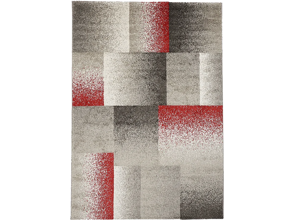 tapis chambre 60x110 tissé gris et beige rectangle motif géométrique DERBY A