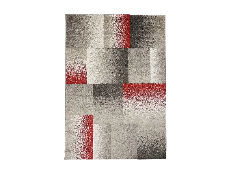 tapis chambre 60x110 tissé gris et beige rectangle motif géométrique DERBY A