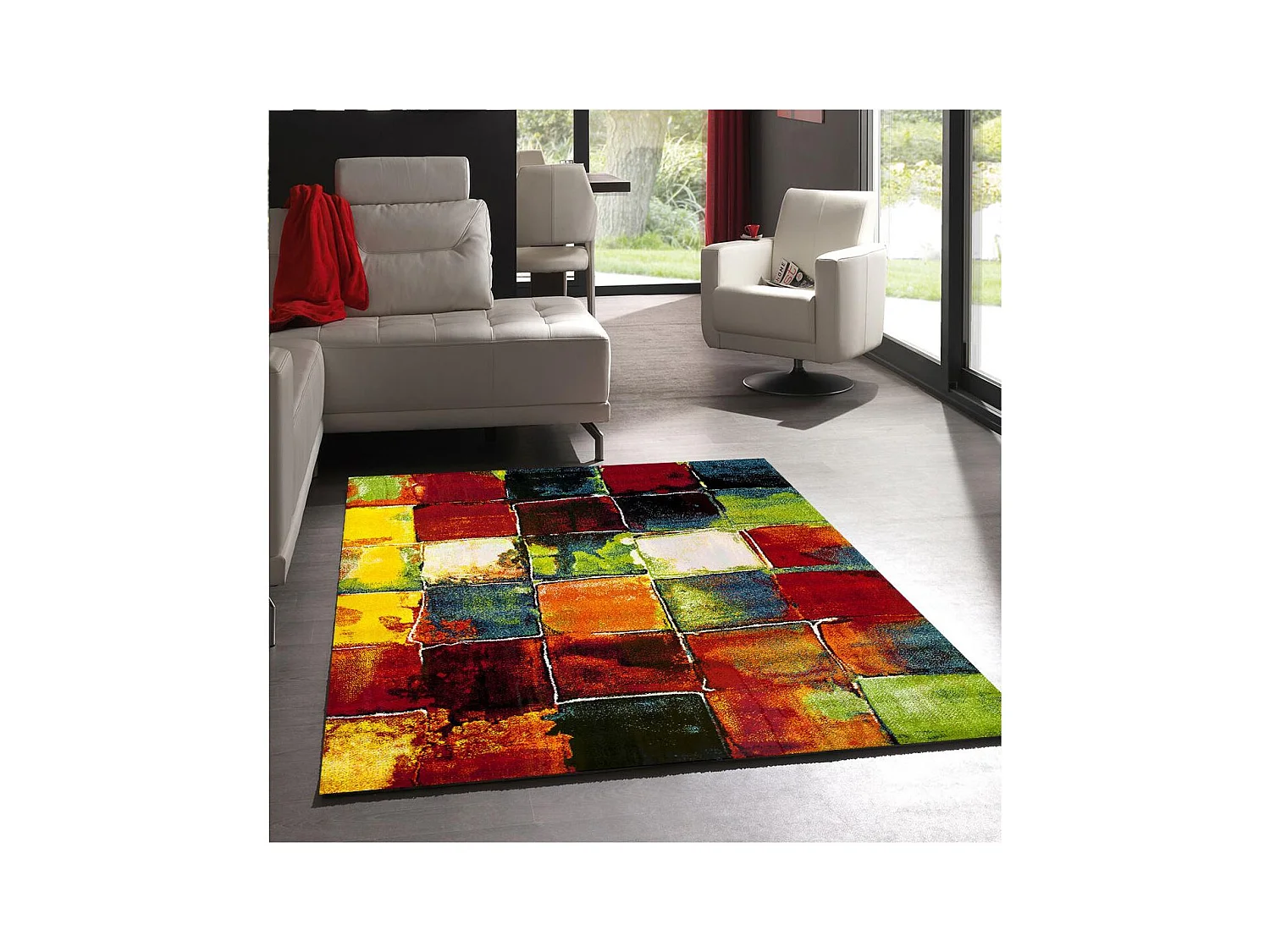 tapis salon 160x230 tissé multicolore rectangle motif géométrique LYN8 BE 39