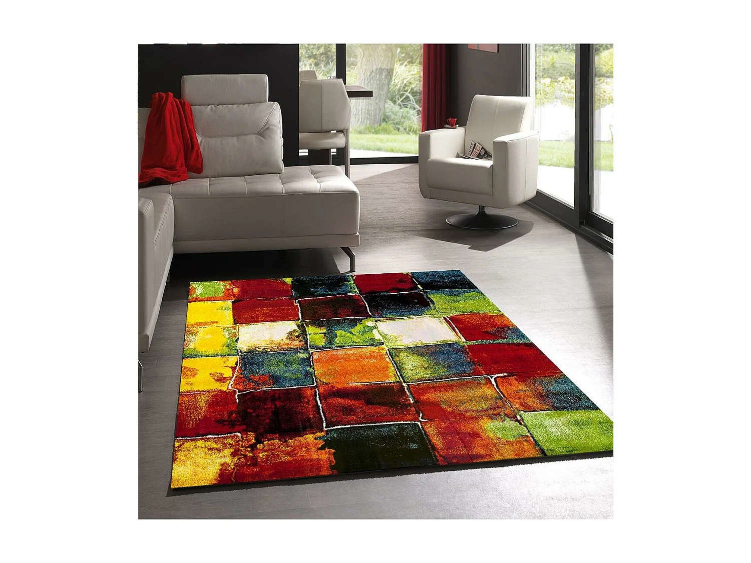 tapis salon 160x230 tissé multicolore rectangle motif géométrique BE 39