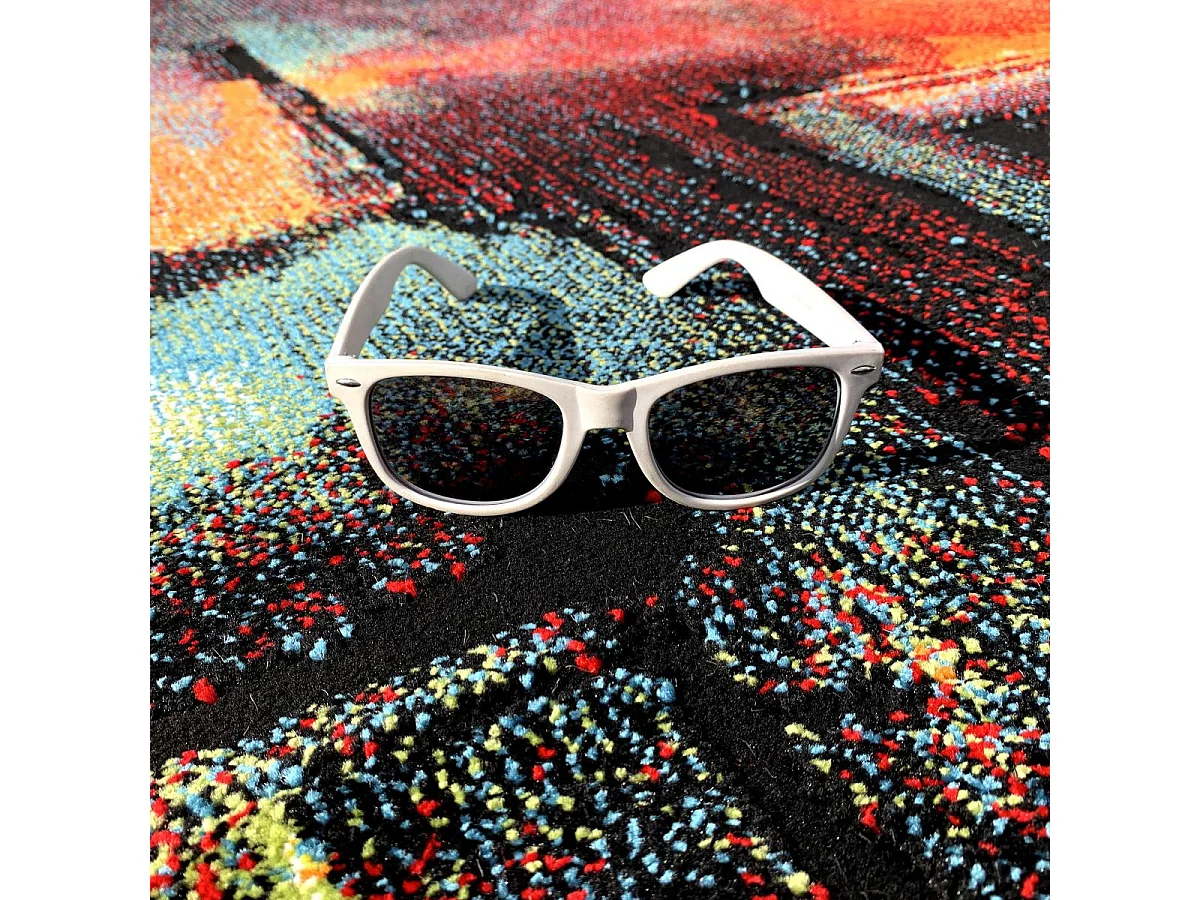 tappeto per camera da letto 60x110 intrecciato rettangolo rosso e verde disegno astratto TABOR