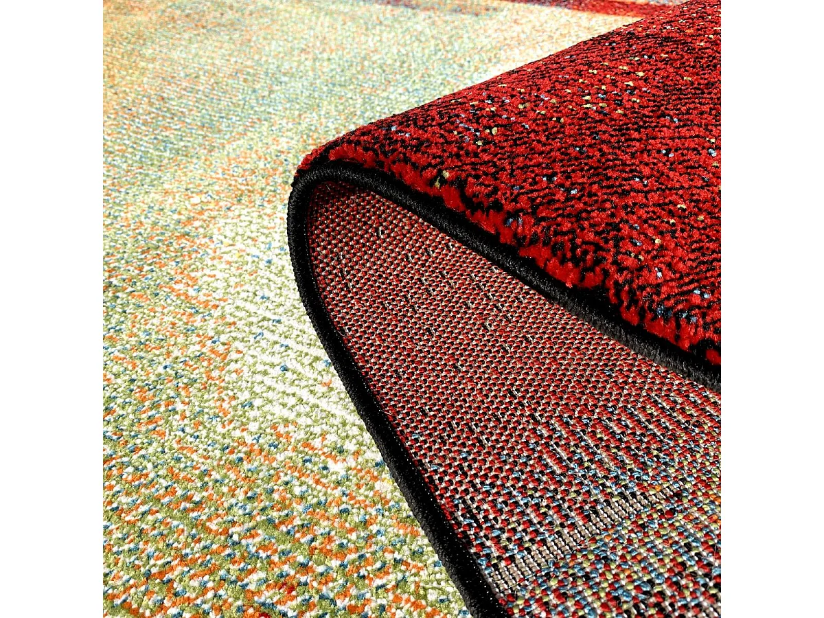 tappeto per camera da letto 60x110 intrecciato rettangolo rosso e verde disegno astratto TABOR