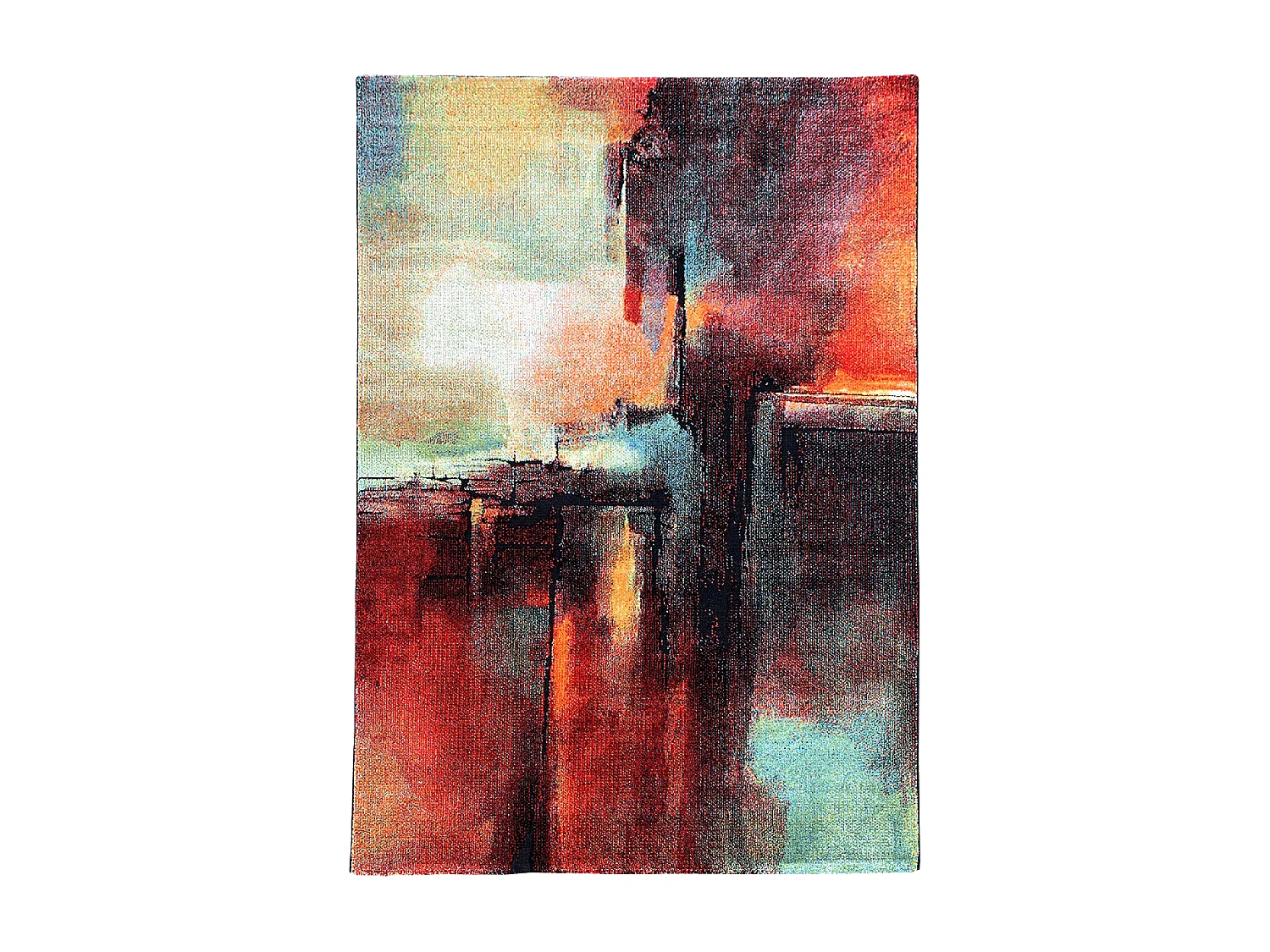 tappeto per camera da letto 60x110 intrecciato rettangolo rosso e verde disegno astratto TABOR