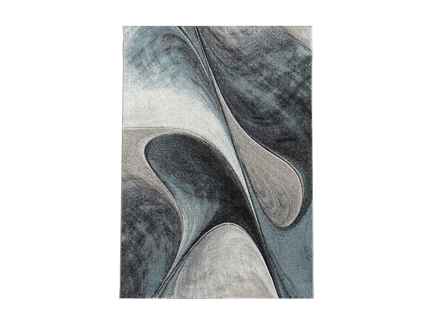 tapis entrée 60x110 tissé bleu et gris rectangle Motif rond GARCA