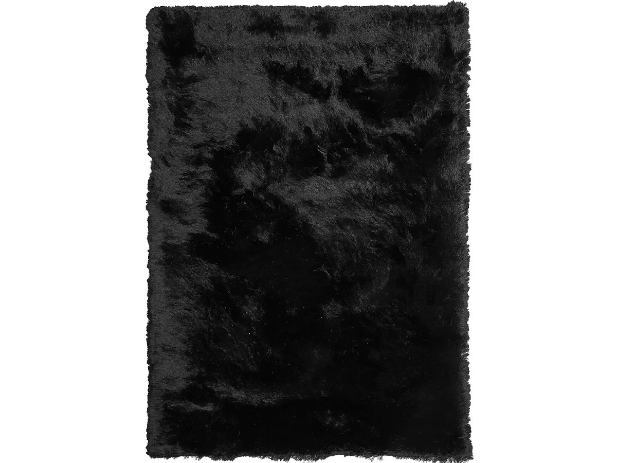 Tapis shaggy 80x140 rectangle fait main noir motif uni SG FIN