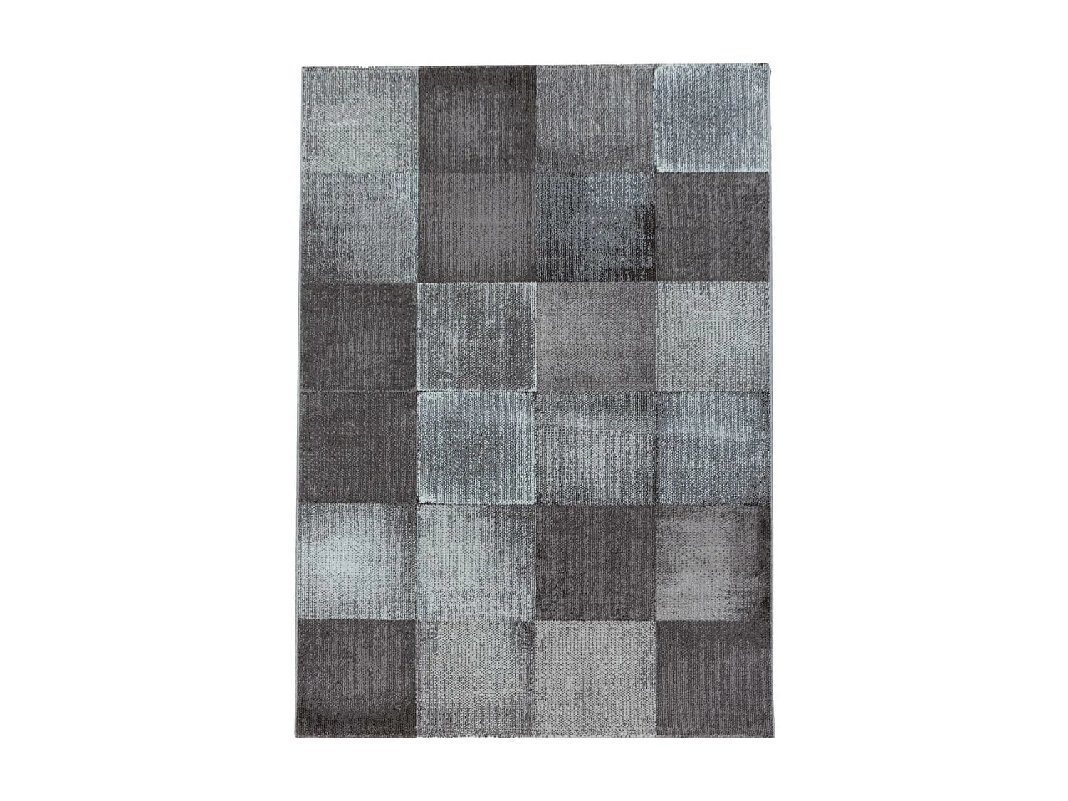 Tapis de couloir 80x250 tissé motif géométrique LISYVE marron et gris