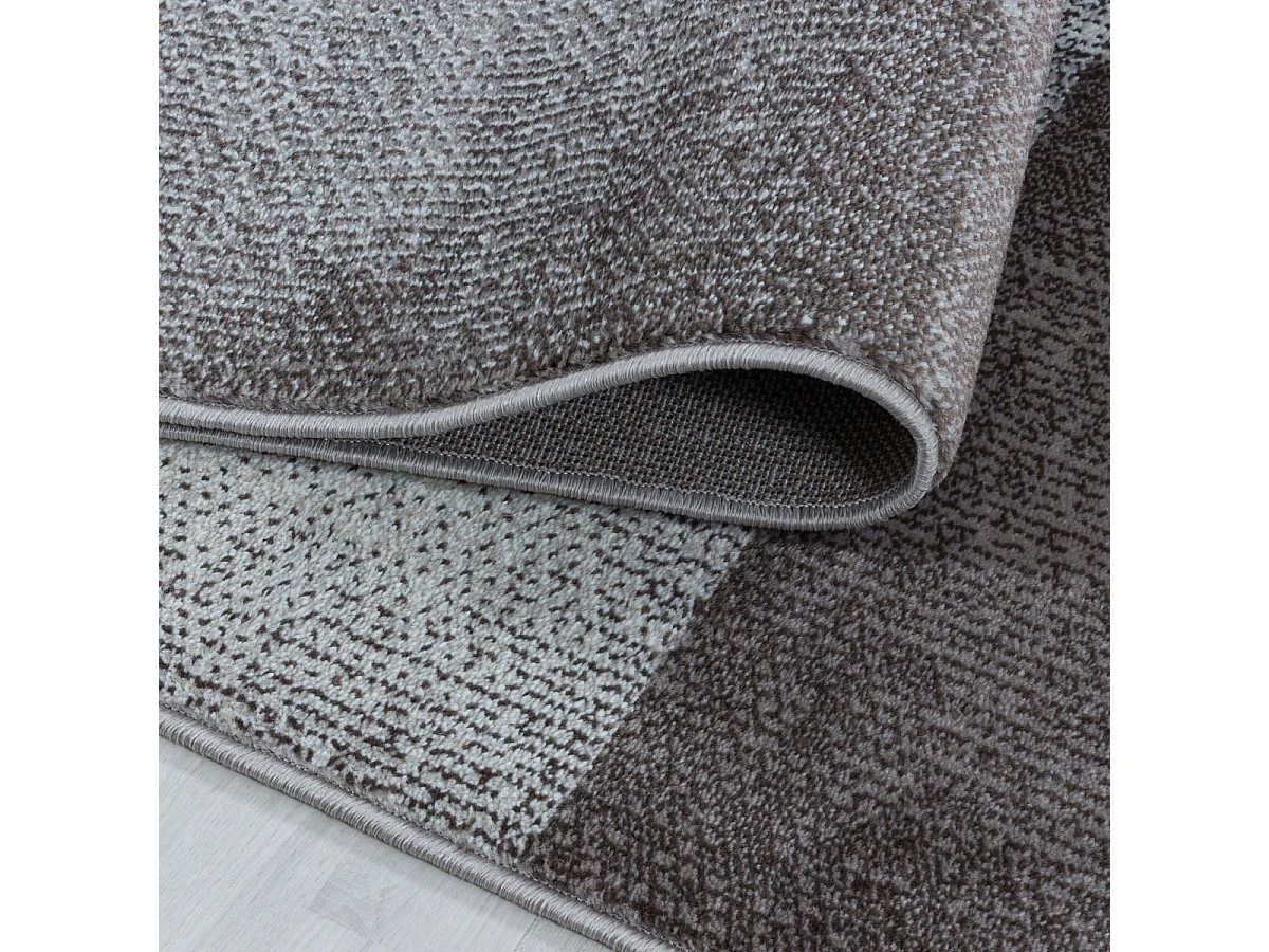 Tapis de couloir 80x250 tissé motif géométrique LISYVE marron et gris