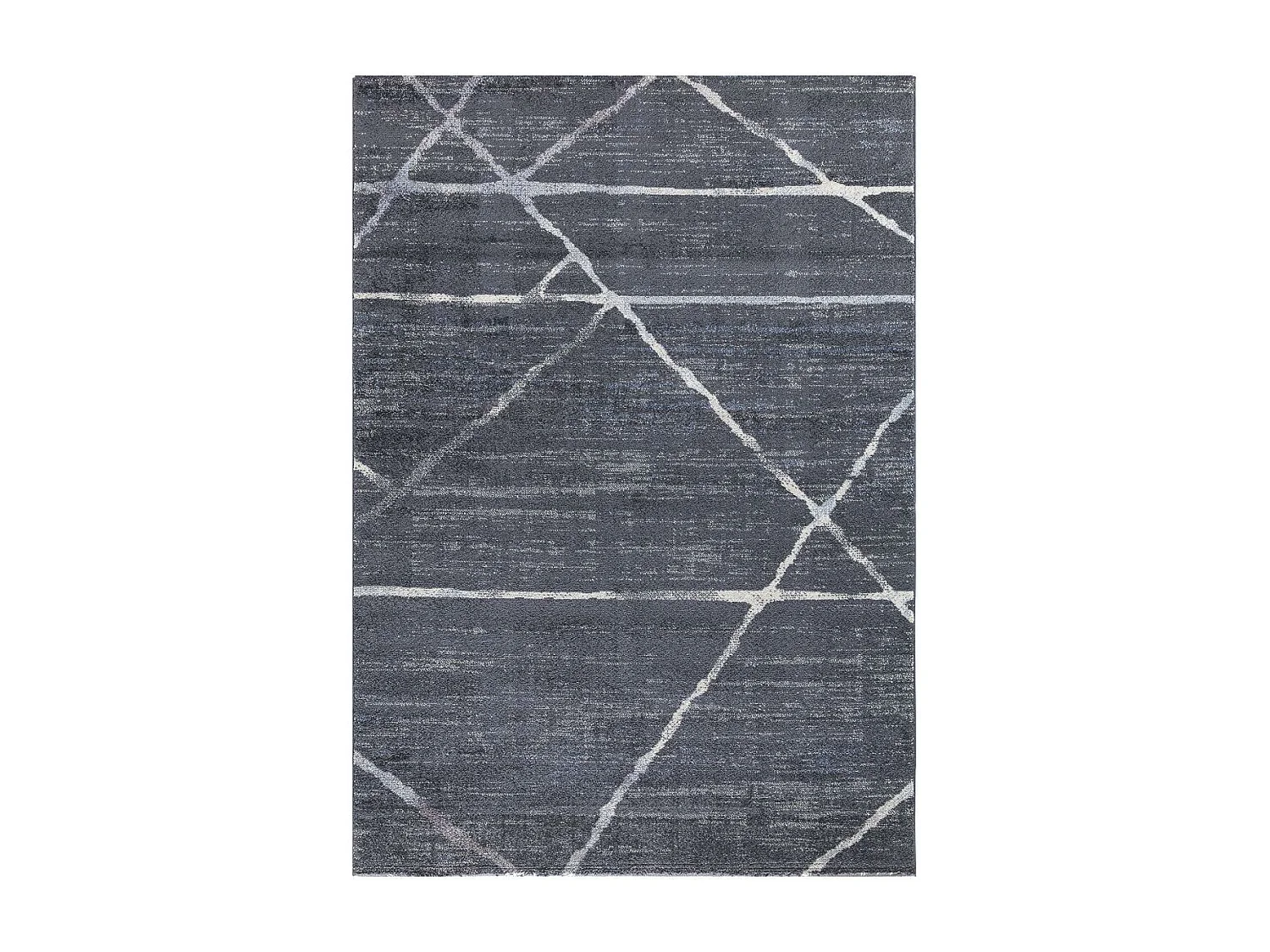 tapis chambre 80x150 tissé gris et bleu rectangle motif géométrique LUXURY