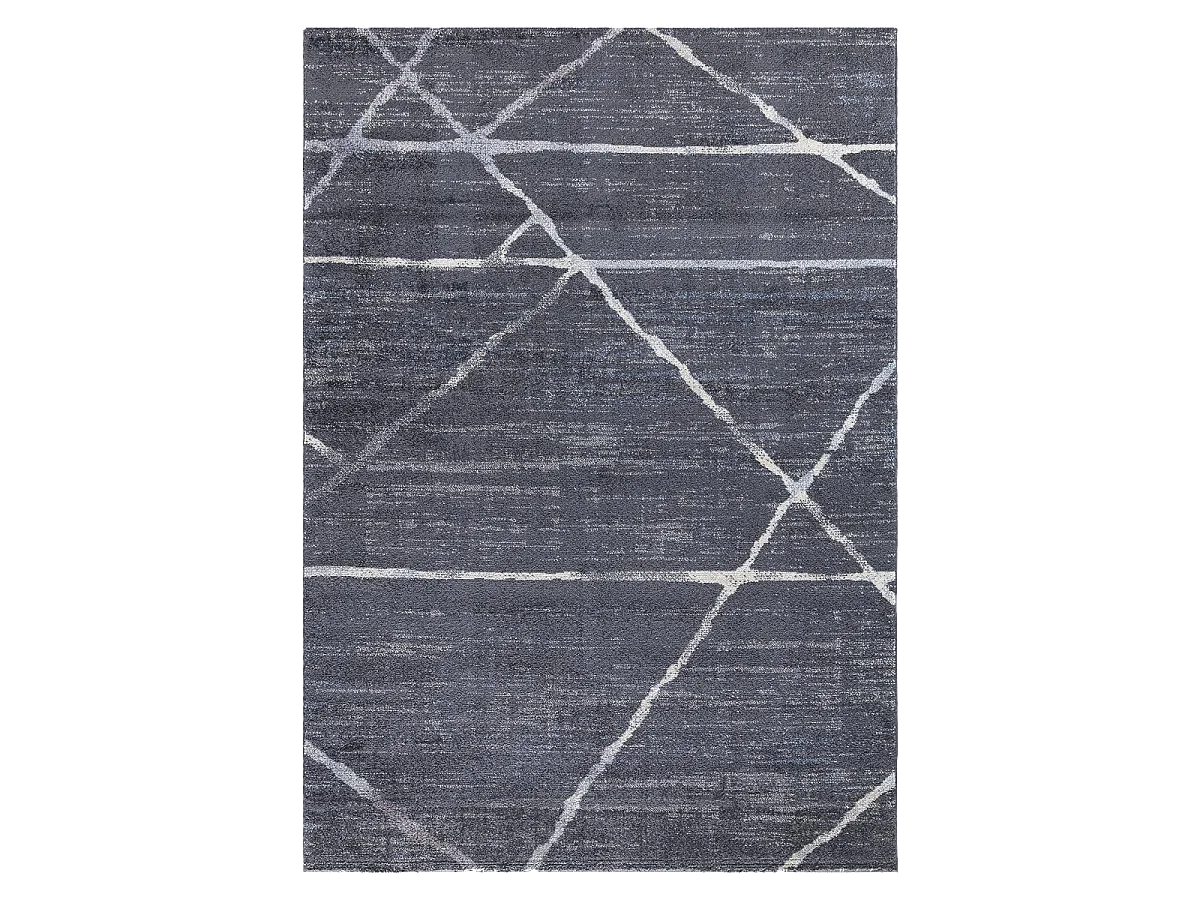 tappeto per camera da letto 80x150 tessuto rettangolare grigio e blu motivo geometrico LUXURY