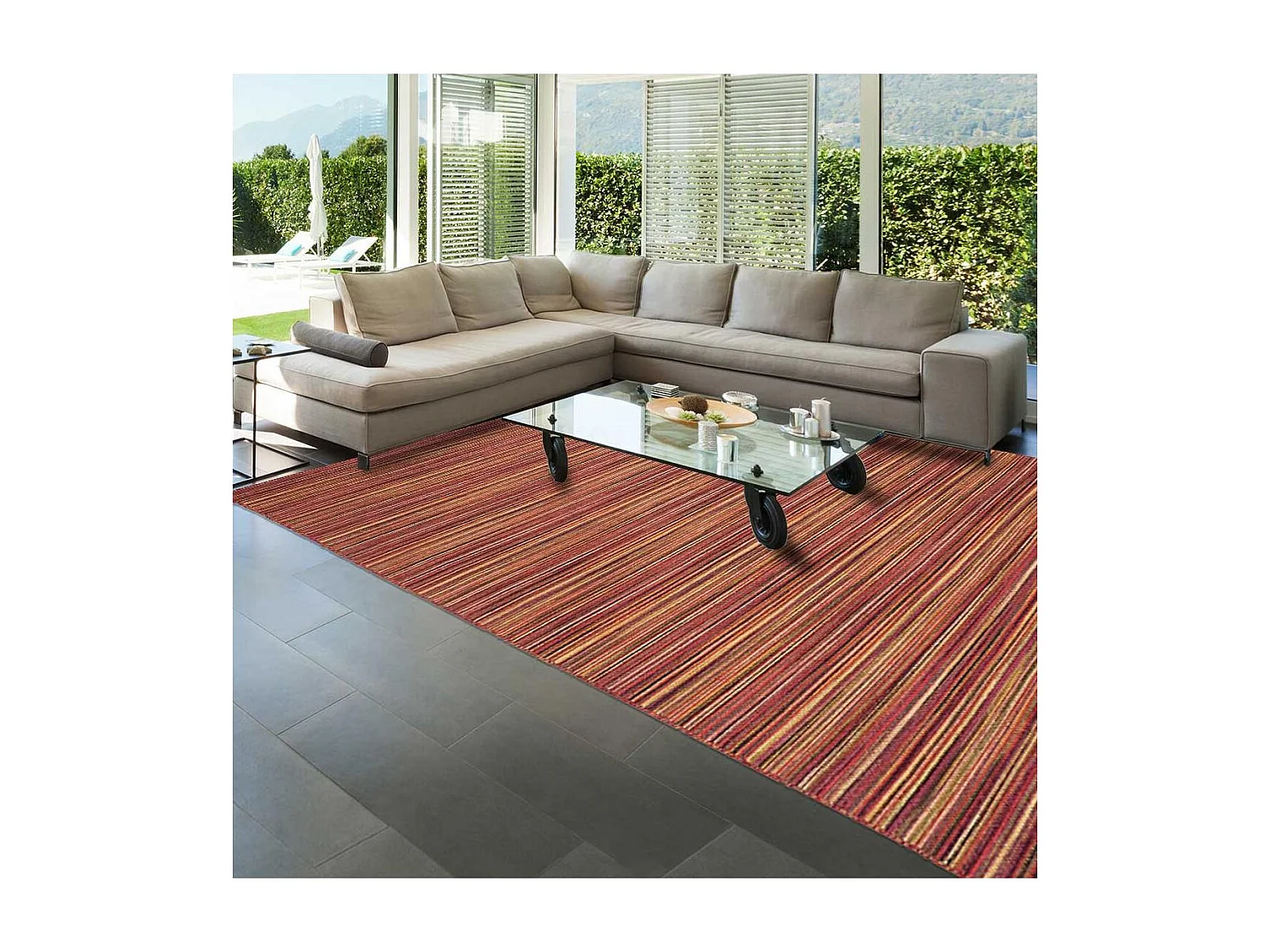 tapis chambre 80x140 fait à la main en laine rouge rectangle motif géométrique