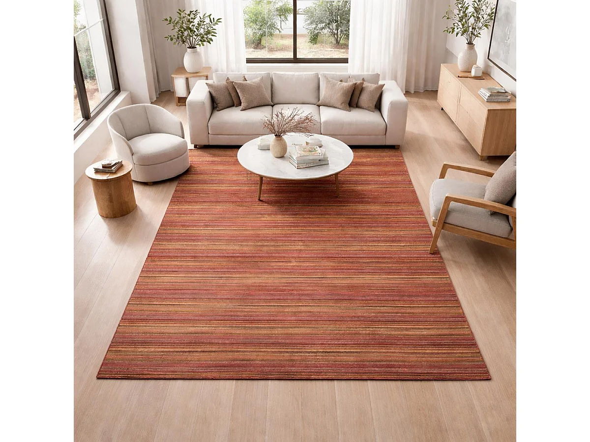 tappeto per camera da letto 80x140 realizzato a mano in lana rossa con motivo geometrico rettangolare