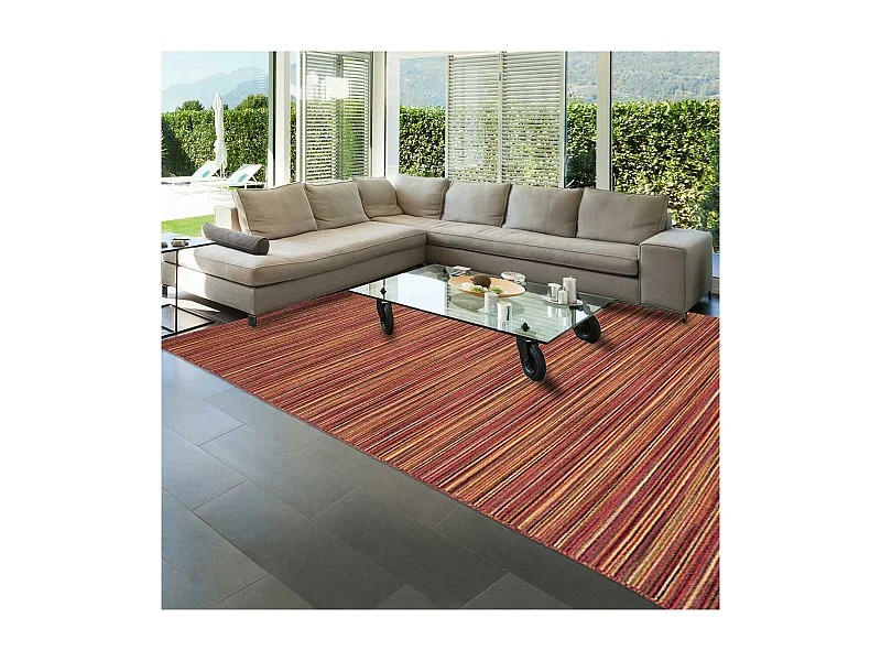 tapis chambre 80x140 fait à la main en laine rouge rectangle motif géométrique