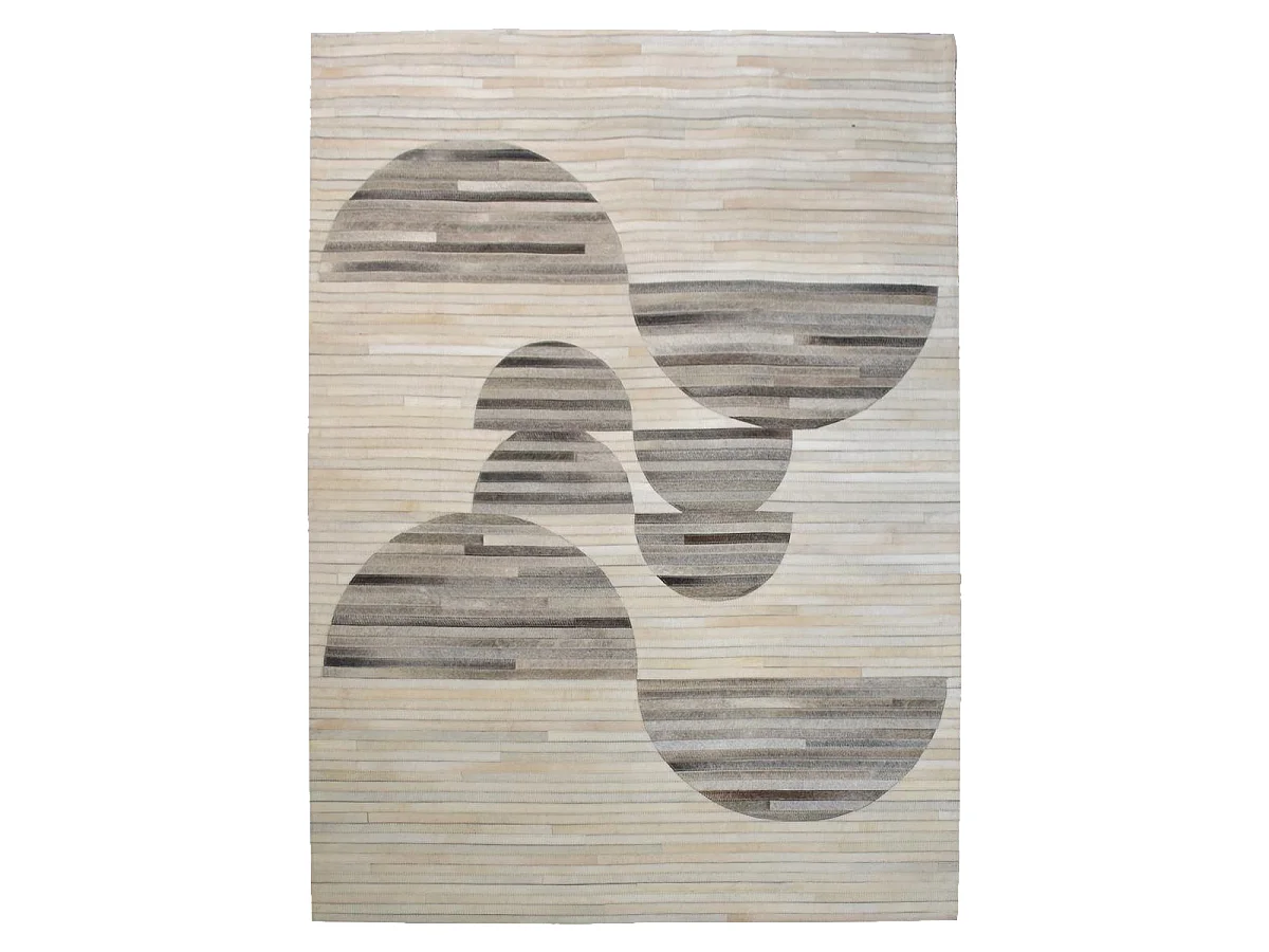 Tapis en peau de vache 200x290 kilm fait à la main gris et blanc