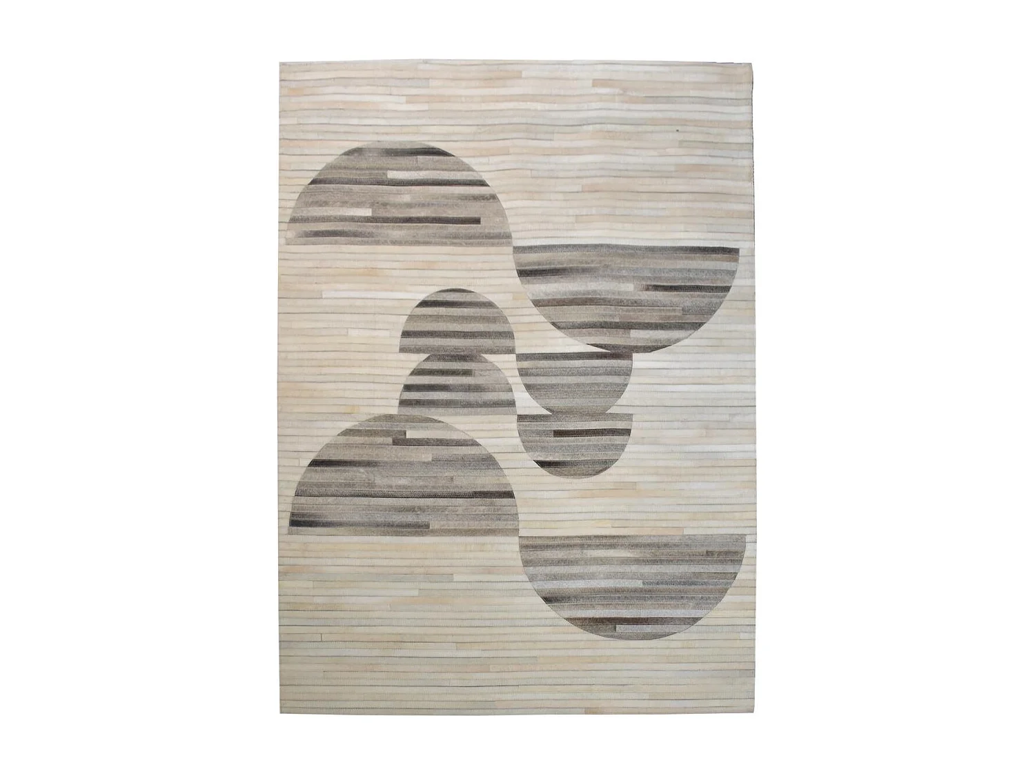 Tapis en peau de vache 200x290 kilm fait à la main gris et blanc