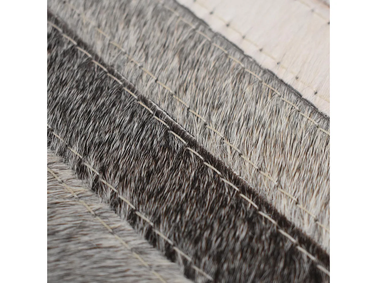 Tapis en peau de vache 200x290 kilm fait à la main gris et blanc