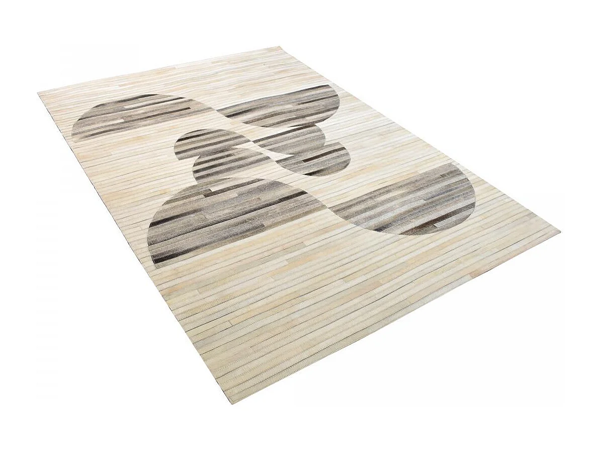 Tapis en peau de vache 200x290 kilm fait à la main gris et blanc